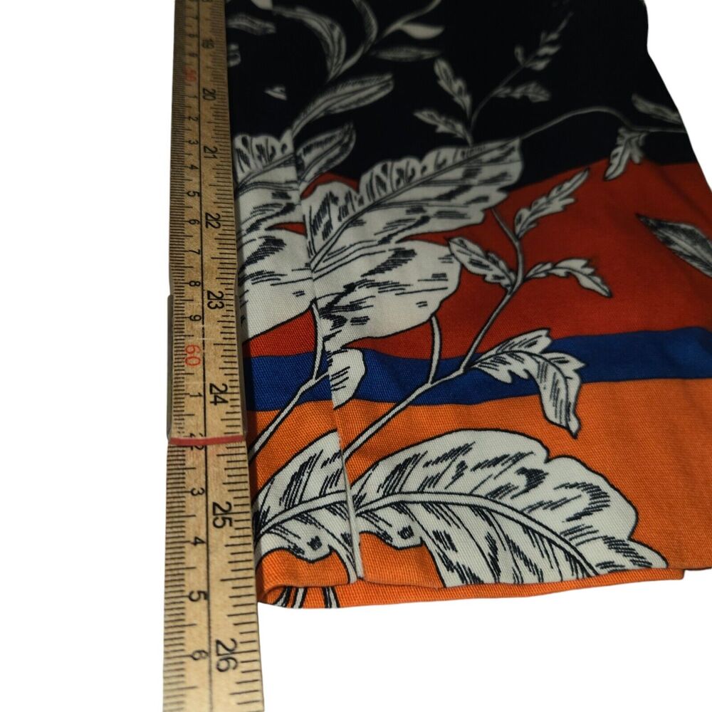 Zara‎ Womens Size 6 Pants Stretch Navy Tropical Floral Color Block Cropped Ankle - Picture 9 of 14